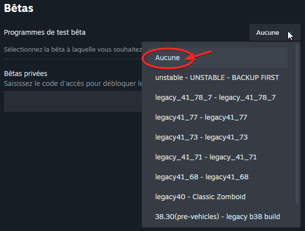 Steam Bêtas - Aucune